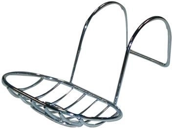 Závěsná oválná mýdlenka na vanu, chrom, 13,5 × 10 cm