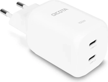 GaN nabíječka 100 W se 2× USB-C (EU), bílá