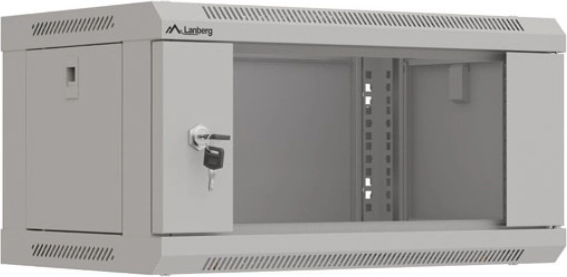 Nástěnná rack skříň 19" 4U 540×350 šedá s prosklenými dveřmi (flat pack)