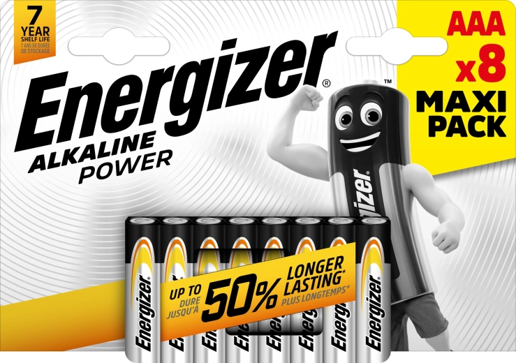 Energizer Alkaline Power AAA/LR03 alkalické mikrotužkové baterie - 8 ks