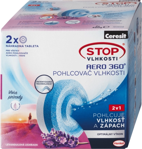 Ceresit Stop vlhkosti AERO 360° náhradní tablety levandule 2×450 g