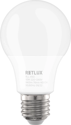 RETLUX stmívatelná LED žárovka A60 E27 10 W studená bílá