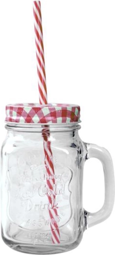 Sklenice Mason s víčkem a brčkem 450 ml