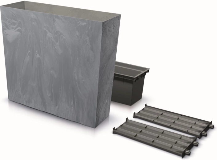 Vysoký truhlík s betonovým efektem URBI CASE T, marengo, 77 cm