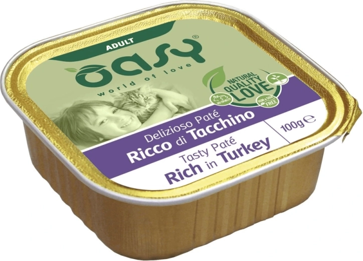 Oasy Tasty Pate pro dospělé kočky s krůtím 100 g