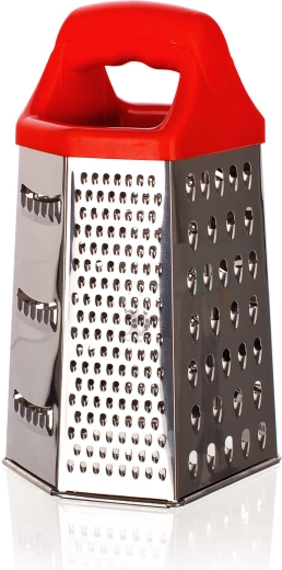 Šestistranné nerezové struhadlo s červenou rukojetí CULINARIA 22,5 cm