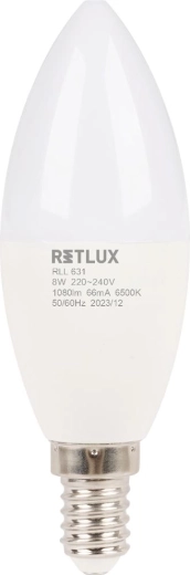 LED žárovka Retlux svíčka E14 8 W 6500 K