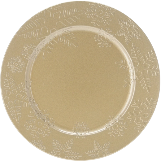 Zlatý kulatý podtalíř se vzorem sněhových vloček 33 cm