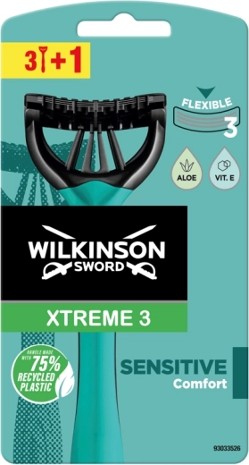 Wilkinson Xtreme 3 Sensitive jednorázové holicí strojky pro citlivou pokožku (3+1 ks)