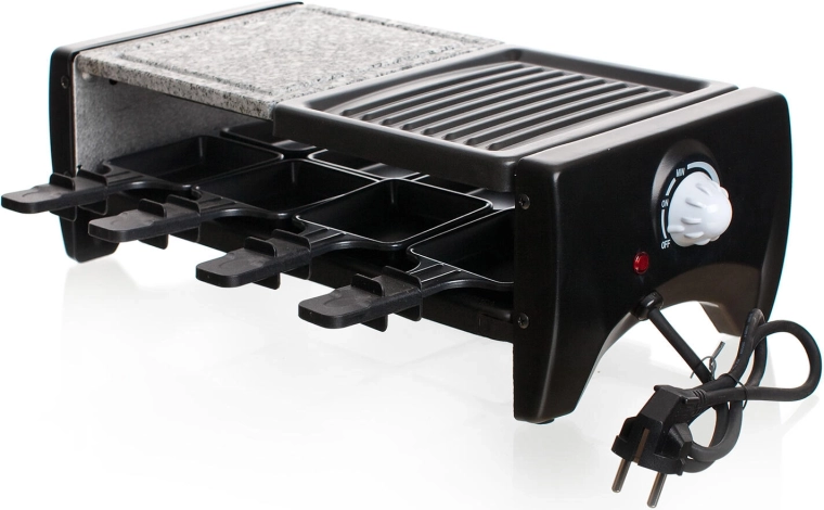 Elektrický raclette gril pro 8 osob s přírodním kamenem a grilovací deskou