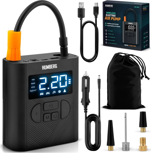 Bezdrátový mini kompresor HUMBERG s baterií 6000 mAh