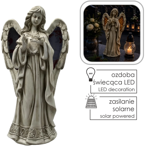 Andělská figura se solárně svítícími LED křídly 49,5 cm