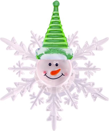 Vánoční LED vločka se sněhulákem 10 cm