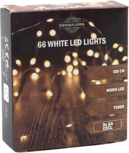 Světelný řetěz s časovačem, 66 LED, 100 cm