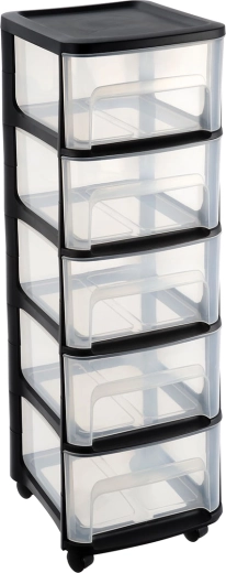 Modulární pojízdná skříňka s 5 zásuvkami černá