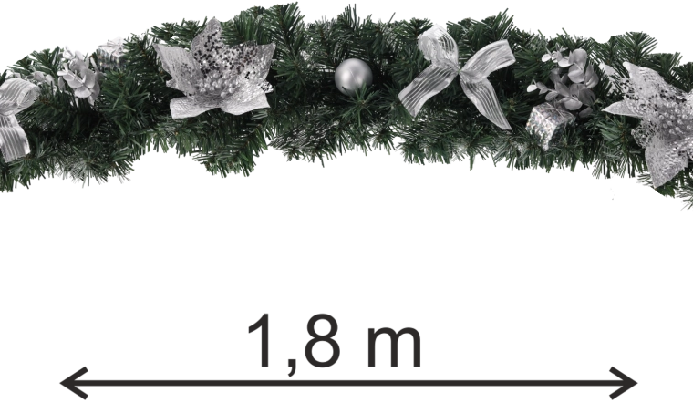 Stříbrná vánoční girlanda 1,8 m