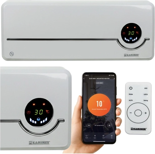 Vzduchová clona KAMINER AIRO s elektrickým topením a Wi‑Fi, nástěnná