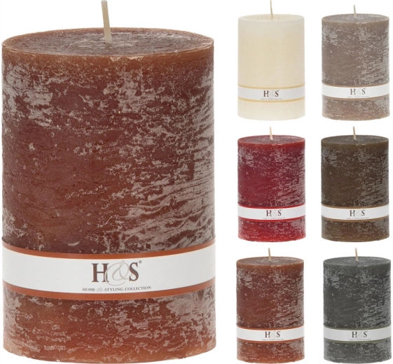 Rustikální válcová svíčka 7 × 10 cm, mix barev