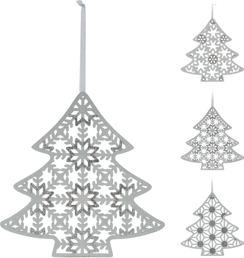 Závěsná dřevěná dekorace strom 30 cm bílá