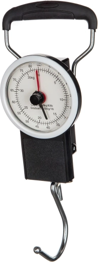 Cestovní závěsná mechanická váha 38 kg s měřicím metrem