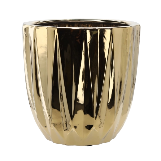 Keramický obal na květináč 40 × 40 × 39,5 cm zlatý