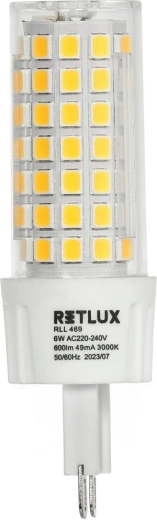 Led žárovka Retlux G9 6 W teplá bílá