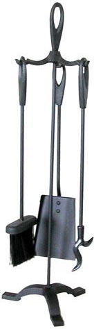 Krbové nářadí se stojanem 63 cm, černá ocel, 3dílná sada