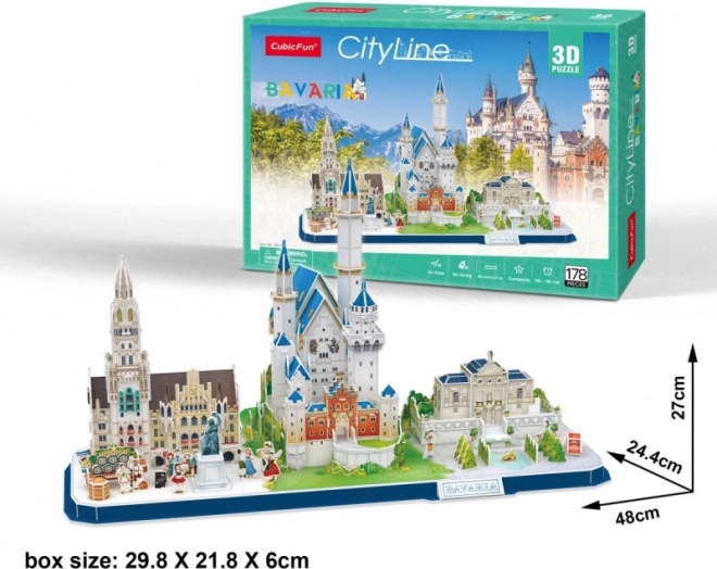 CUBICFUN 3D puzzle CityLine panorama Bavorsko – 178 dílků