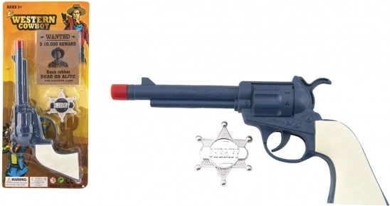 Plastový klapací revolver se šerifským odznakem, 23 × 12 cm