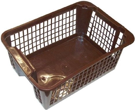 Plastový stohovatelný košík 36 × 26 × 14 cm, hnědý