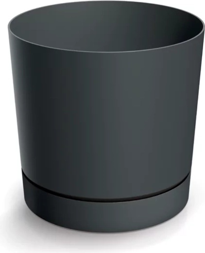 Květináč s miskou TUBO P 17,8 cm – tmavě šedý