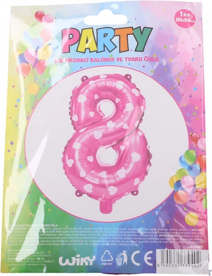 Nafukovací balónek číslo 8 růžový se srdíčky