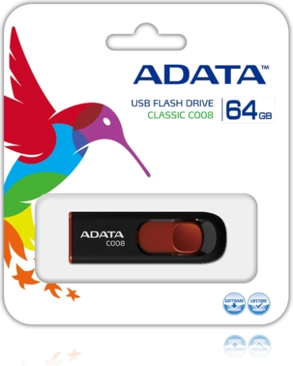 ADATA USB flash disk 64 GB C008 černo‑červený