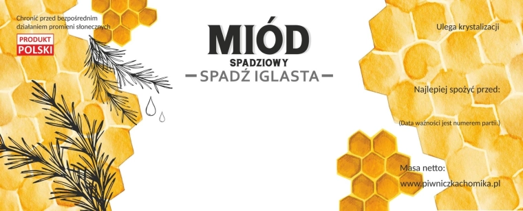 Sada etiket na med – medovicový smrk/borovice 154 × 60 mm, 100 ks