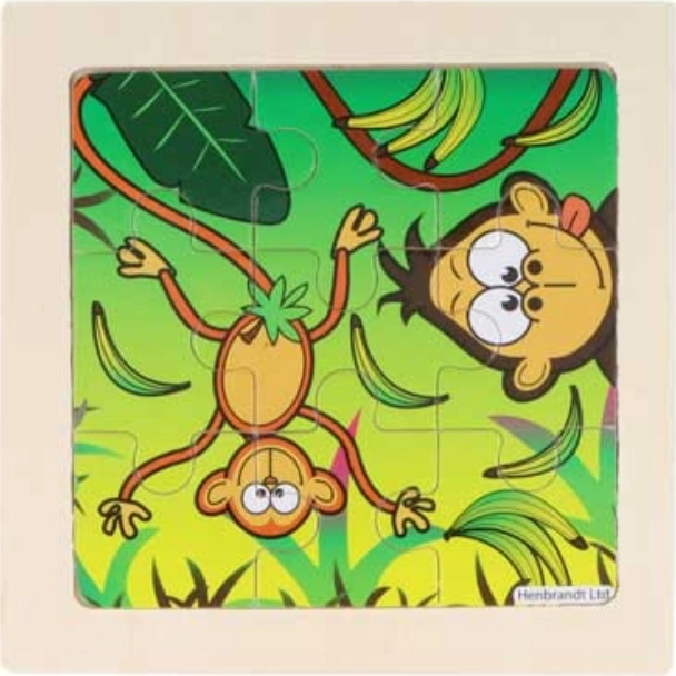 Dřevěné puzzle Džungle s opičkami, 9 dílků
