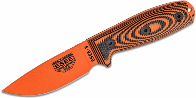 ESEE Model 3 3D Orange survival nůž 8,8 cm, G10, černo‑červený, černé pouzdro