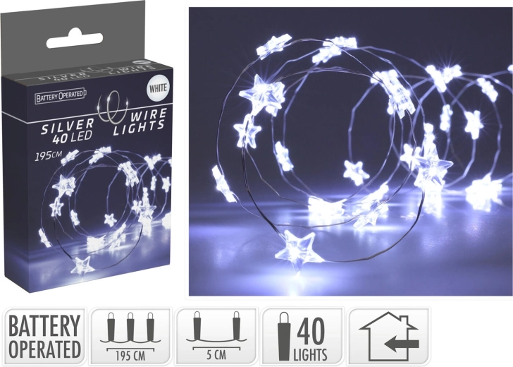 Vánoční LED osvětlení hvězdy 1,95 m 40 LED studená bílá - 1 kus