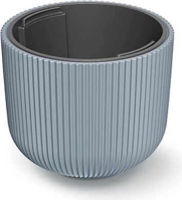 Květináč s vložkou Milly 24 cm – světle šedý, žebrovaný plast
