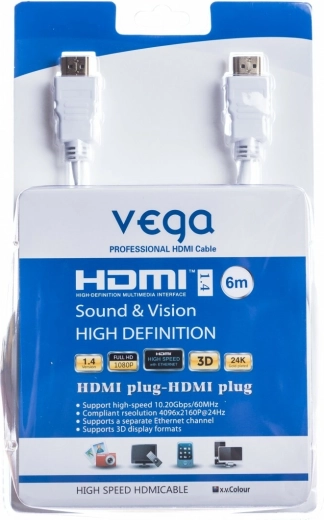 HDMI kabel 6 m bílý Vega
