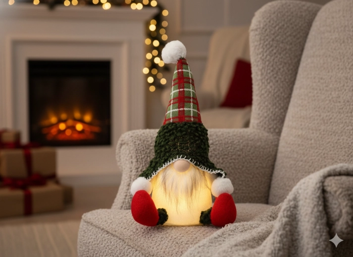 Vánoční skřítek sedící zelený 22 × 17 × 34 cm