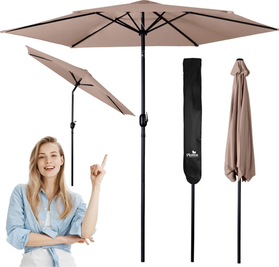 Zahradní slunečník 300 cm s naklápěním a obalem, béžový