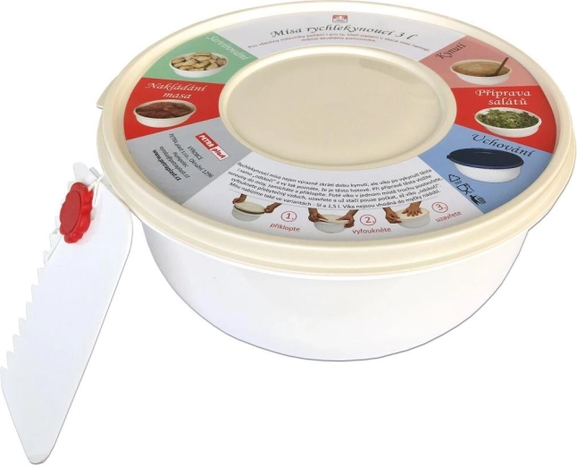 Rychlekynoucí a šlehací mísa 3 l s víkem, plast, mix barev + stěrky zdarma