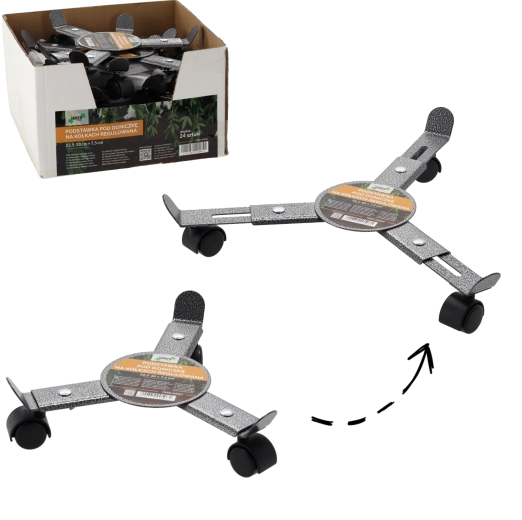 Regulovatelný podstavec pod květináč na kolečkách