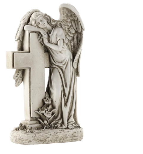Anděl s křížem – pietní dekorace 33 cm