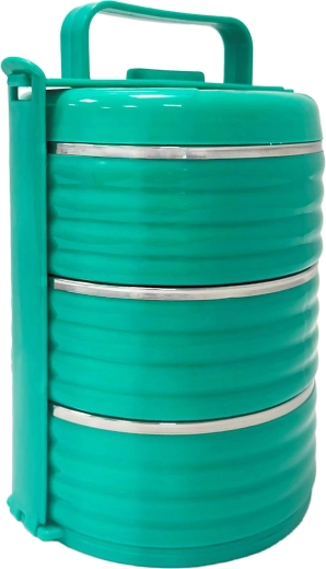 Plastový jídlonosič s nerezovým vnitřkem TORO 3×0,6 l