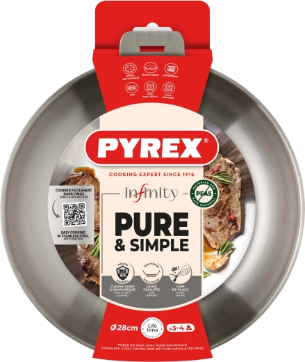 Pánev Pyrex Infinity 28 cm z nerezu s odnímatelnou rukojetí