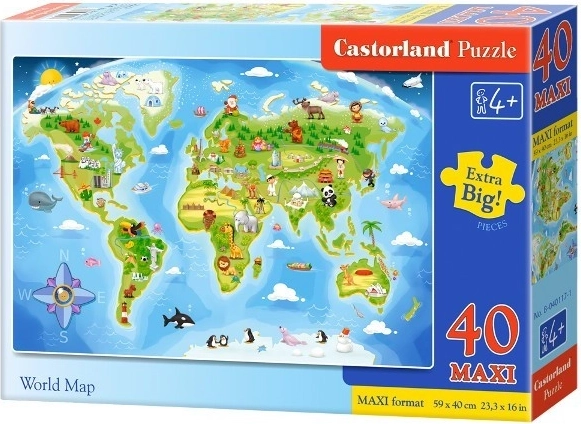 Castorland puzzle obrázková mapa světa MAXI 40 dílků