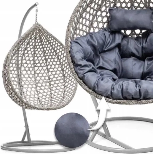 Závěsné zahradní křeslo kokón GIARDO XXL – šedé
