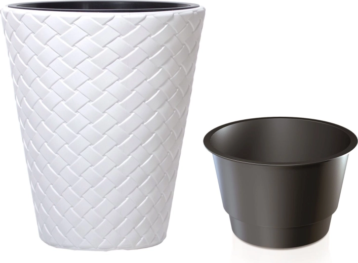 Květináč Matuba s vkladem 40 cm bílý