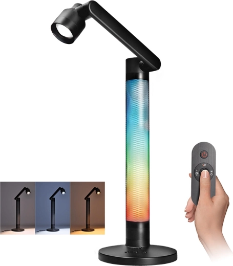 Solight LED stmívatelná stolní lampička s RGB podsvícením 10 W 600 lm s dálkovým ovladačem